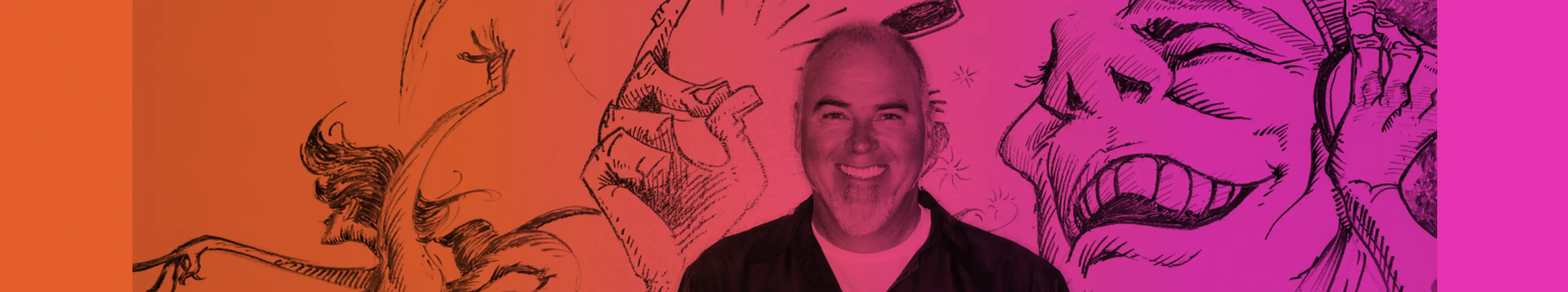 Kevin on a colorful background